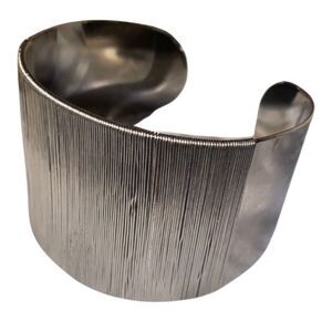 Silver Wire Cage Cuff Bangle Bracelet